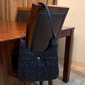 lululemon athletica Black Quilted Hobo Shoulder Bag